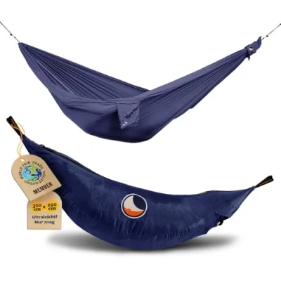 Image de Ticket to the Moon hamac Parachute King Size Bleu Marine extérieur 320 x 230 cm &amp; Seulement 700 g léger en Nylon, Montage Facile Original Depuis 1996