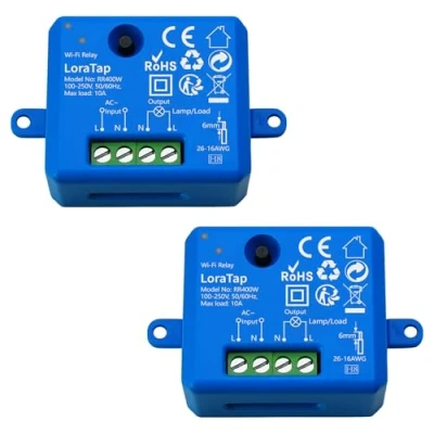 Image de LoraTap Lot de ２ Interrupteur WiFi Alexa Sans Fil, MINI TAILLE, Récepteur 2500W 10A, Commutateur Connecté Intelligent, Commande à Distance Par Téléphone, Relais Compatible avec Google Assistant