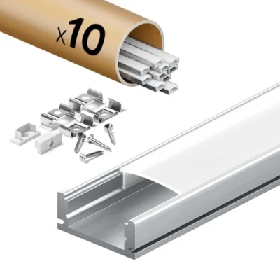Image de KOSOOM profilé LED pour bande (20m), encastré avec couvercle opaque, dimensions 17,4 mm x 7 largeur maximale de la 12,4