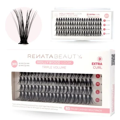 Image de Renata Beauty 30D TRIPLE Volume Russe Bouquets d’Extensions de Faux Cils [D Curl] Multipack 80 Évasés 10 14 mm Extension Individuel Plus d’Intensité et 3D