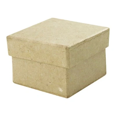 Image de Décopatch BT501O Un support en papier brun mâché 4,5x4,5x3 cm, Mini boite Carrée