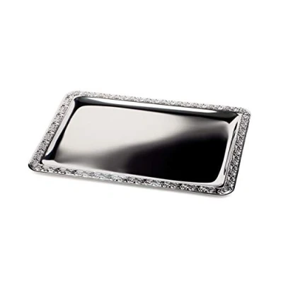 Image de APS &quot;SCHÖNER ESSEN&quot; plateau en acier inoxydable avec bord décoratif, 60 x 40 cm, rectangulaire