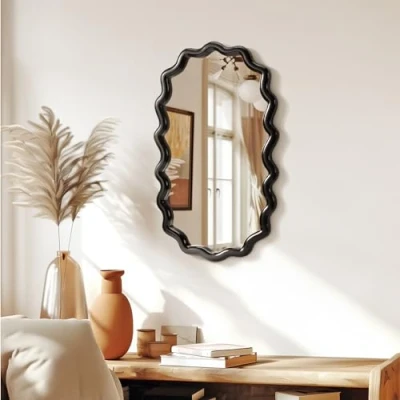 Image de Navaris Miroir Mural Design Ovale 50 x 30 2 cm avec Cadre épais Original entrée Chambre Salon Suspension Horizontale Verticale