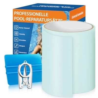 Image de AHIKY Rustine Piscine, PVC Scotch Piscine Waterproof 10cm x 250cm, Kit Reparation Spa Gonflable, Ruban Adhésif Réparation sous l&#039;eau Peut être Utilisé comme Substitut à La Colle, Au Mastic