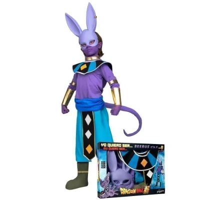 Image de Déguisement Beerus Dragon Ball enfant Violet 13 14 ans Coffret complet avec masque et maquillage