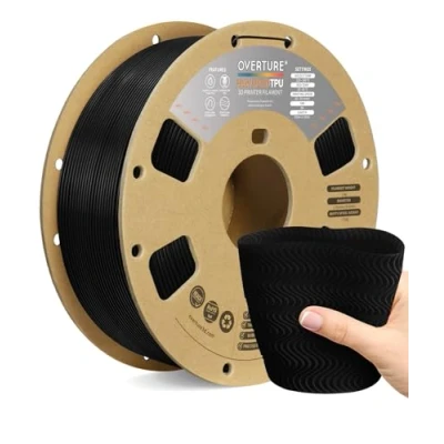 Image de OVERTURE TPU High Speed Filament 1,75 mm, Flexible 95A Roll, bobine de 1 kg (2,2 lb), Précision Dimensionnelle +/ 0,02 Pour Imprimante 3D (Noir)