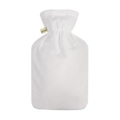 Image de Bouillotte 2 litre avec housse en polaire coréenne Supersoft de haute qualité fermeture éclair et doublure supplémentaire certifiée BS1970:2012 testé TÜV Rheinland (Blanc)