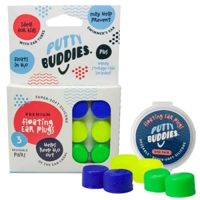 Image de Putty Buddies Bouchons d&#039;oreilles flottants pour Nager et se Baigner (inventés par Un médecin Bloc d&#039;eau) (3 Paires) Taille Unique Vert Jaune