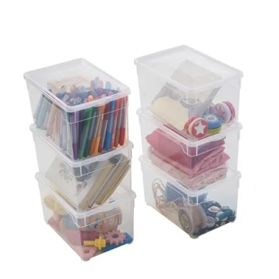 Image de Sundis Clear Box, lot de 6 boîtes rangement 5L en plastique transparent, avec couvercle, superposables et empilables
