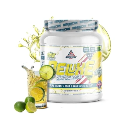 Image de AS American Suplement BCAA&#039;S avec Glutamine Deluxe Aide à Éviter le Catabolisme BCAA Poudre pour la Recuperation Musculaire Améliore les Performances Sans Sucre (300 gr, Citron)