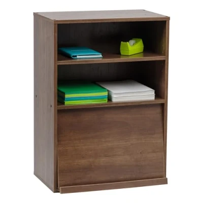 Image de Iris Ohyama, Meuble avec portes, Étagère de rangement, 2 compartiments modulables, Design, Solide, Moderne, Multi usage, Bureau, Chambre, Salon Flap Rack CHR 1 Marron