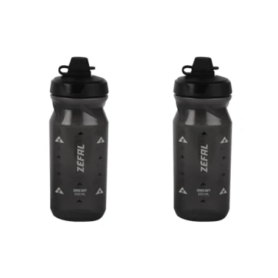 Image de ZEFAL Pack Sense Soft 65 No Mud Lot de Deux Bidons Velo et VTT Gourde Sport Souple Inodore Bidon Eau Sans BPA Tetine Silicone Noir Fumé, 2 x 650 ML
