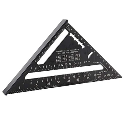 Image de Règle triangulaire en alliage d&#039;aluminium de 17,8 cm Noir Équerre Haute précision Outil mesure pour ingénieur, charpentier (système métrique)
