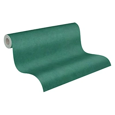 Image de A.S. Création Papier Peints Uni Cuba intissé 10,05m x 0,53m Bleu Vert Fabriqué en Allemagne 380249 38024 9