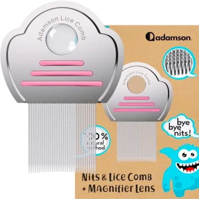 Image de Adamson Peigne Anti Poux et Lentes Enfant en Acier Inoxydable Élimination Efficace des pour Tous Types de Cheveux Durable Facile à Nettoyer