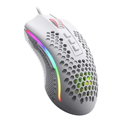 Image de Redragon M808 Storm Souris de jeu RVB légère, boîtier ultra léger en nid d&#039;abeille, capteur optique 12 400 DPI, 7 boutons programmables, enregistrement précis, câble super lite, blanc