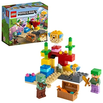 Image de LEGO® Minecraft 21164 Le Récif Corallien, Jouet avec Figurines d&#039;Alex, un Zombie et une Épée
