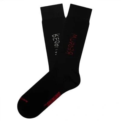 Image de Jimmy Lion x Stanley Kubrick chaussettes en coton peigné demi roseau. The Shining Redrum Noir, 41 46