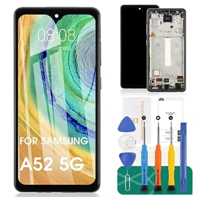 Image de OLED pour Samsung Galaxy A52 5G Écran de remplacement LCD A526 Digitizer SM A526B A526U Kit réparation avec cadre (prise en charge des empreintes digitales)