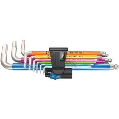 Image de Wera 05022699001 Jeu de clés coudées; 3950/9 Hex Plus Multicolour HF Stainless 1 coudées, métrique, acier inoxydable, avec fonction retenue, 9 pièces