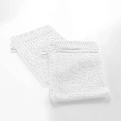 Image de douceur d&#039;intérieur, 2 Gants de Toilette (15 x 21 cm) Tendresse Blanc, Eponge Unie