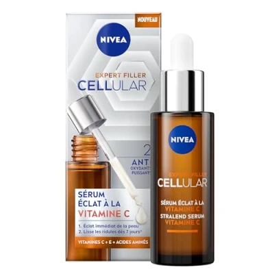 Image de NIVEA Cellular Expert Filler Sérum Éclat à la Vitamine C (1x 30 ml) — visage enrichi en &amp; E et Acides Aminés Soin concentré pour un teint lumineux
