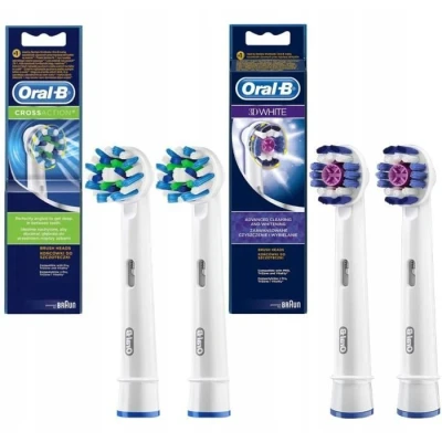 Image de 4x Têtes de brosse à dents Oral b Cross Action EB50AB + 3d Blanc