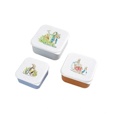 Image de PETIT JOUR Set De 3 Lunch Box Repas Ou Goûter Pour Enfant Petite, Moyenne, Grande S&#039;emboitent Entre Elles Polypropylène PIERRE LAPIN