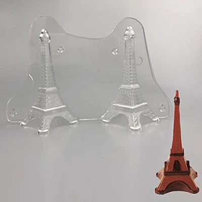 Image de CUICUI Bricolage 3D en Forme De Tour Eiffel Moule À Chocolat Plastique Moules Décoration Gâteau Outils Pâtisserie Cuisson Gelée Bonbons