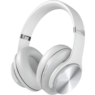Image de DOQAUS Casque Bluetooth sans Fil, 90 Heure autonomie, Fil 3 EQ Modes, avec Microphone Intégré, Audio pour Cours en Ligne/téléphone/tablettes (Gris Clair)