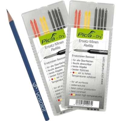 Image de Pica Dry Lot de 16 mines rechange pour toutes les surfaces en graphite, rouge, jaune