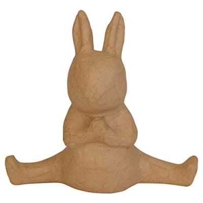 Image de Décopatch SA224C Un support en papier brun mâché 8x18,5x17 cm, Lapin yoga