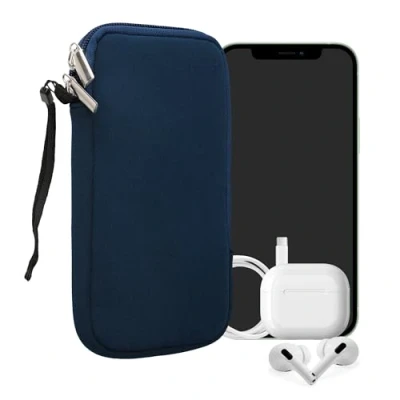 Image de kwmobile Housse Universelle Smartphone Pochette de Protection 17,2 x 8,4 cm pour téléphone Portable XL 6,7/6,8&quot; en néoprène Bleu Marine