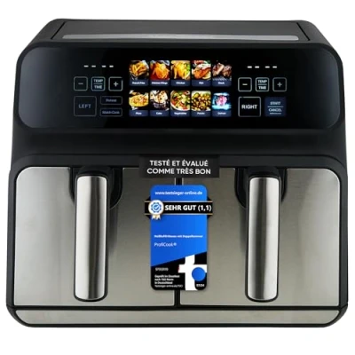 Image de Double friteuse à air chaud 2200W 8 litres (2x4 L) PROFICOOK