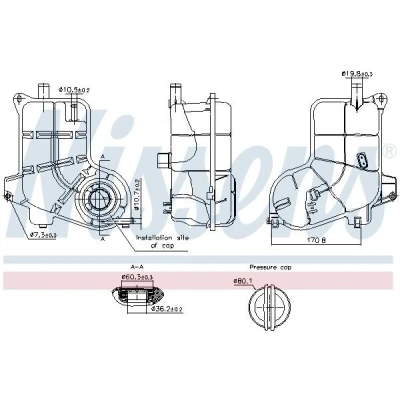 Image de NISSENS 996368 Vase d&#039;Expansion 1,6 avec cache, capteur AUDI: A6 C5 Avant, Berline