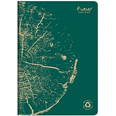 Image de Clairefontaine 684661C Un cahier Collection Forever Agrafé 100% Recyclé Vert pin A4 21x29,7 cm 96 Pages Lignées Papier Blanc 90 g Couverture Carte Recyclée