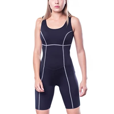 Image de Aquarti Maillot de Bain Combishort Natation Shorty 1 Piece Sportif pour Femme, Nior/Coutures Graphite, 40
