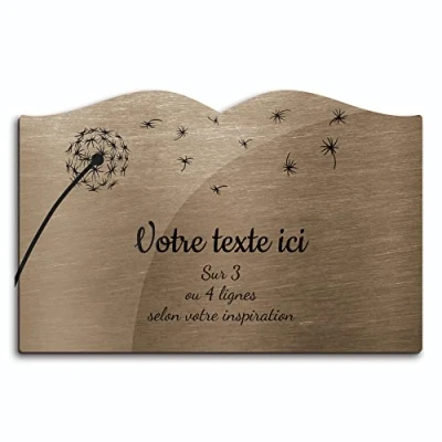 Image de OCAP FUNERAIRE.COM Plaque gravée funéraire Motif Pissenlit autocollante modèle Livre (20x13 cm) personnalisée 1 à 3 Lignes Bronze