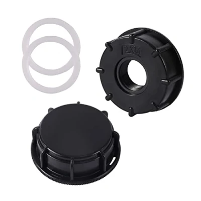 Image de FOGWOWO adaptateur IBC S60 x 6, filetage intérieur 3/4&quot; avec couvercle de réservoir, fermeture, tuyau d&#039;arrosage, robinet IBC, accessoires pour réservoir d&#039;eau pluie,