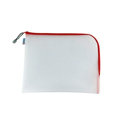Image de HERMA 20014 pochette à documents A4 avec fermeture éclair (36 x 28 cm) grande transparente zip pour documents, dossiers, jouets, sac de rangement, rouge