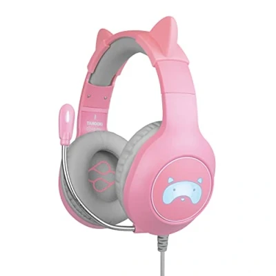 Image de FRTEC Casque de Jeu TANOOKI avec Oreilles Chat Amovible, Filaire et Lumiere LED pour PS5, PS4, Xbox Series, XS, One, Nintendo Switch, PC, Mac