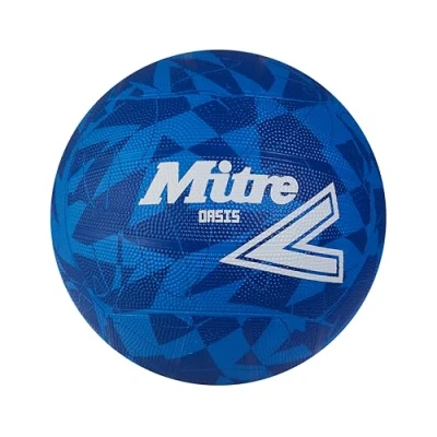 Image de Mitre Oasis Ballon de Netball Extrêmement résistant Excellente Prise en Main Design élégant, Bleue/Blanche, 5