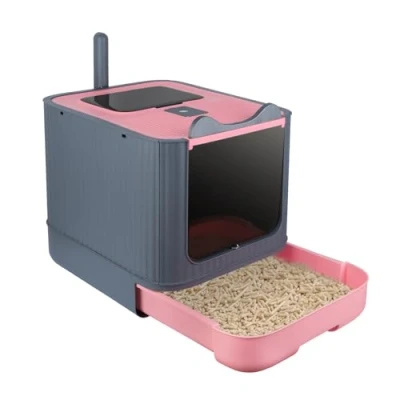 Image de OHMG bac à litière pour Grands Chats,Fermé et Facile Nettoyer,Maison de Toilette Chat Meuble 2 Portes avec Filtre Pelle Amovible