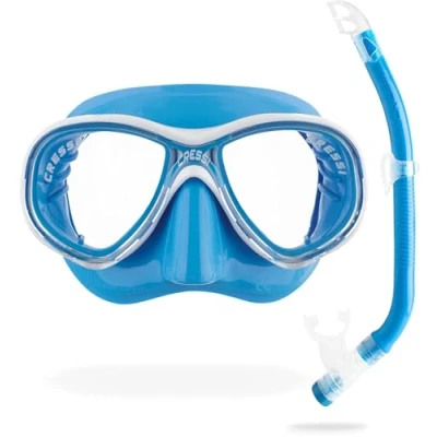 Image de Cressi Sub S.p.A. Marea VIP Jr Kit de randonnée Aquatique Mixte Enfant, Bleu/Blanc, 7 13 Jahre