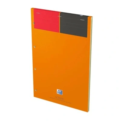 Image de OXFORD Bloc notes International Format A4+ Ligné Jaune 6mm 160 Pages Agrafées Couverture Carte Orange