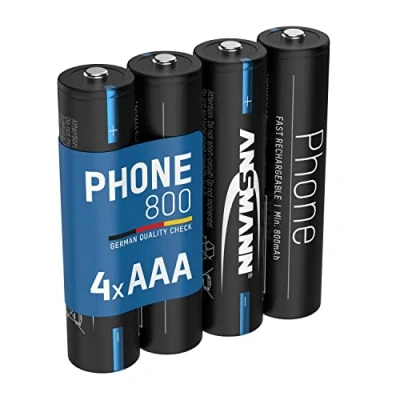 Image de ANSMANN Piles Rechargeables HR03 Phone 800 mAh (Lot de 4) DECT pour téléphone sans Fil ou babyphone Accumulateurs à Recharge Rapide et Faible autodécharge