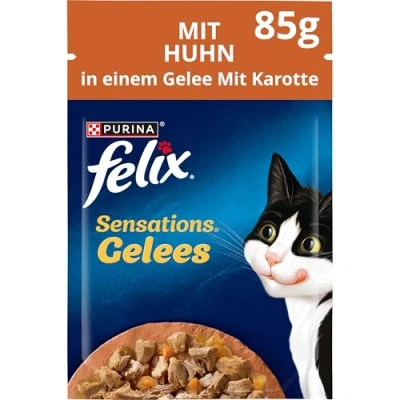 Image de FELIX Sensations Gelées Nourriture pour Chat Humide, avec Poulet et Carotte en gelée, Lot de 26 (26 x 85 g)
