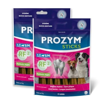 Image de PROZYM RF2 Pack 2x12 Sticks Spéciale Hygiène Dentaire Naturelle Recommandé par des Vétérianire Formule Vegan pour Chien 24 ( 25kg)
