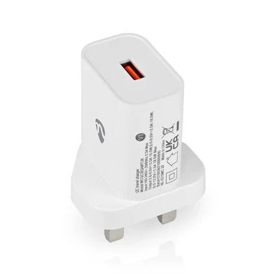 Image de Nedis Modèle du produit : Chargeur mural 18 W Fonction de charge rapide 3.0 A Nombre sorties: 1 USB Sélection Automatique la Tension Neuf