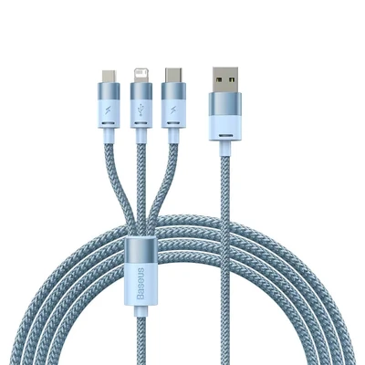 Image de Câble de données charge rapide Baseus StarSpeed ​​1 pour 3 USB vers M+L+C 3,5A